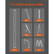 Multi-Purpose Folding Ladder 7-in-1 5 Step 19ft Reach Height Metal