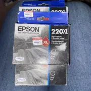 Lot (3) Epson 220XL Black Ink Cartridge Genuine Original EXPIRED 2024