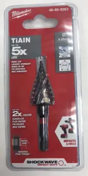 MILWAUKEE 4-20MM 9-STEP 1/4-HEX QUICK-CHANGE HSS STEP DRILL BIT - SHOCKWAVE
