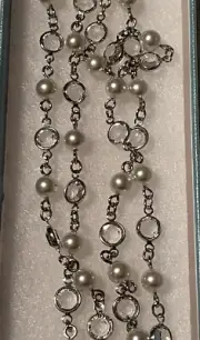 Touchstone Crystal by Swarovski Chanelle & Crystal Pearl Necklace Brand New Box
