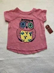 Carters Baby Girl Blue Tea Cup Blue Short Sleeve Shirt Arizona Owl Short Sleeve