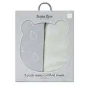 2PK Bubba Blue Nordic 77x135cm Jersey Cot Fitted Sheet Baby 0-12m Grey/Sand