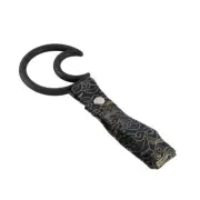 Car Accs JDM Moon Shape TSURIKAWA Black Ring Black Clouds Nylon Handle Strap X1