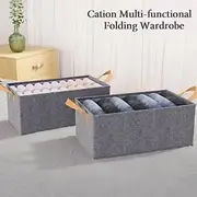 2 Pack Cation Multi-Functional Folding Wardrobe Storage Boxes, Thick Fabric Organizers for Clothes, Pants, Dorm Room and Home Closet Storage Bins