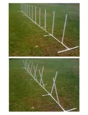 Dog Agility Equipment 12 Weave Poles Adjustable Spacing and Angle for Training