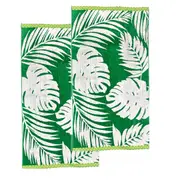 Tropical Green Velour Beach Towel - Green/White