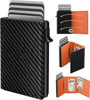 [dwnkove] Wallet for Men with Cash Slot, Mens Wallet Credit Card Holder, Aluminum Pop up Wallet, RFID Blocking Smart Wallet, Genuine Leather,Slim,Minimalist, ID Window | 9-14 Card Capacity
