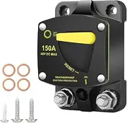 KiBcsLic Circuit Breaker Box Manual Reset Switch Waterproof Maintenance 12V- 48V for Trailer Motorhome All Vehicle, 150A