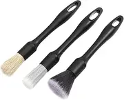 3pcs Car Detailing Brushes Set Soft Auto Detailing Brush Kit Interchangeable Different Sized Car Detail Cleaning Tool Reusable Car Detailing Brush for Car Interior Exterior Wheels