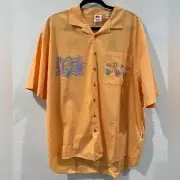 NWT QUIKSILVER X STRANGER THINGS THE MIKE SHORT SLEEVE SHIRT MOCK ORANGE Size XL