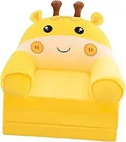 Kids Foldable Sofa Bed, Cute Backrest Couch, Soft Floor Mattress Lounger Princess Chair Armchair for Playroom Bedroom, Yellow