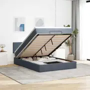 vidaXL Ottoman Bed with Mattress Dark Grey Double Velvet