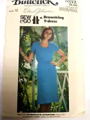 Dress Drawstring 12 Butterick 5312 Sewing Pattern UC VTG 70s Tee Knit Stretch