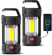 Favorlite 2 Pack 2000LM Rechargeable LED Camping Lantern, Waterproof Tent Light with 3 Light Modes, Camping Essentials, Portable Lantern Flashlight for Hurricane, Power Outages