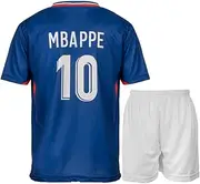 [Hawkara] France #10 Mbappe Home Children's Jersey with Short, Football Jersey Set New Season Edition Youth Sizes