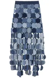A.W.A.K.E Mode Laser-cut Denim Maxi Skirt - Blue - 36 (UK8 / S) 36 (UK8 / S)