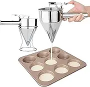 EZONEDEAL Pancake Batter Dispenser, Stainless Steel Funnels Cake Dispenser with Stand, Great Multipurpose Baking Tool for Cupcakes, Takoyaki, Waffles, Muffin Mix, Crepes, Cakeor Any Baked Goods