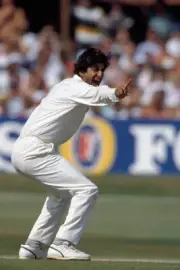 Pakistan bowler Wasim Akram during the 4th Test match between- Old Cricket Photo