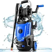 4800 PSI Electric Pressure Washer- 4.0 GPM High Power Washer with 33FT Hose Reel, 4 Spray Tips and Soap Bottle for Car Washing, Fence Cleaning, Patio Maintenance（Upgraded） (Light Blue)