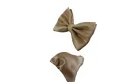 Mens Gold Plain Coloured Checkered Bow Tie & Matching Pocket Square Set