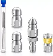 6PCS Sewer Jet Nozzle Kit, Stainless Steel Sewer Jetter 1/4 inch NPT for