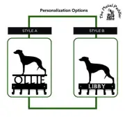 Whippet Personalized Key Hanger and Leash Holder – 5 Hooks - Made in USA