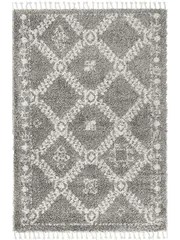 Saffia Natural Grey Ethnic Prints Plush Boho Rug