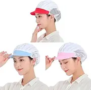 [Generic] Chef Hat Adjustable Elastic Baker Kitchen Cooking Chef Cap Grill BBQ 3 Hats Breathable Mesh for Restaurant White Pink Blue Red, Red Blue Pink White, One Size