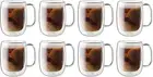 Sorrento plus 8-Pc Double-Wall Glass Coffee Mug Set, 12 Fluid Ounces, Clear
