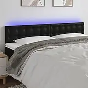 Bed Headboard LED, Beds Head Frame LED Headboard Black 160 cm Faux Leather