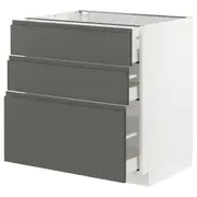 METOD / MAXIMERA base cabinet with 3 drawers, white/Voxtorp dark grey, 80x60x80 cm
