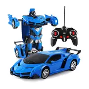 Car Robot Transformer Playing Toy with Remote Durable Lightweight Car Toy Gift for Children's Day Blue