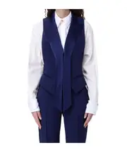 Elisabetta Franchi Satin Lapels Crêpe Tuxedo Waistcoat IT40,IT42,IT46 Blue