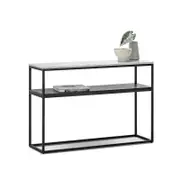 Ebonie White Marble Shelf 120cm Console Table in Matte Black