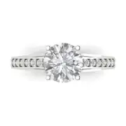 2.41ct Round Cut Accent Engagement Wedding Bridal Designer Ring 14K White Gold