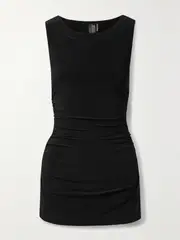 [Norma Kamali] Norma Kamali - Ruched Stretch-jersey Mini Dress - Black - small small Black