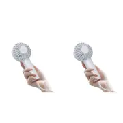 2x Sansai 3W Mini Portable USB Rechargeable Fan w/ Desk Stand 6x14cm White