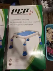PCP Adjustable Non-Slip Bath Safety Step Stool White/Blue