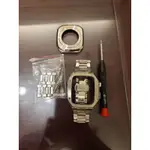 二手 AP 改裝 金屬錶帶錶殼套裝適用於 APPLE WATCH 7 6 SE 5一體不鏽鋼錶帶   44 45MM