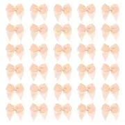 100 Pcs Mini Light Orange Ribbon Bows with Pearl 1" Ribbon Flowers Appliques