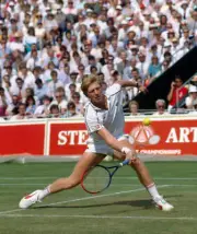 Boris Becker of West Germany in action during the Stella Artois T - Old Photo 8