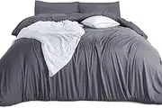 NY Threads Quilt Cover King Size Set - 1 Duvet Cover & 2 Pillowcases - Zipper Closure - Soft Brushed Microfiber Polyester 245x210 cm (King, Grey)
