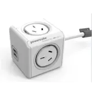 ALLOCACOC PowerCube 4 Outlet Extended USB Surge Protector with 2x USB Ports -