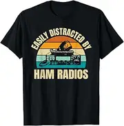 Retro Easily Distracted by Ham Radios Vintage Amateur Radio ds1163 T-Shirt