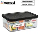 5 x Food Container Black Lid Kitchen Pantry Takeaway Storage Container 1.25L