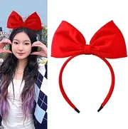 Big Red Bow Headband for Women Girls Knotted Headbands for Thick Thin Hair Decorations for Braids Ponytails Hair Accessories for Girls Women Red Bowknot Headbands for Halloween Hairband