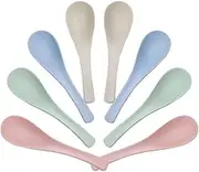Lnrkai 8 Pcs Wheat Straw Plastic Spoon, Portable Cereal Soup Spoon, Reusable Multicolor Lightweight Durable, Dishwasher & Microwave Safe, Kid's Gift Set