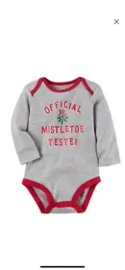 New Baby Carter's "Official Mistletoe Tester" Cotton Bodysuit Unisex 3 Months