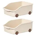 2Pcs Kitchen Cabinet Organizer Bin with Wheels for Sewer Cupboard Countertop