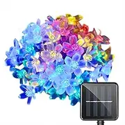 100 LED Flower Solar String Lights Outdoor Waterproof Fairy Lights for Garden Yard Fence Patio Christmas Tree Wedding Party Decor, Multicolor